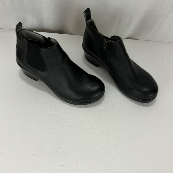 Alegria Eve Black Side Zip Leather  Ankle Boots Bootie Size 37 - Picture 2 of 13